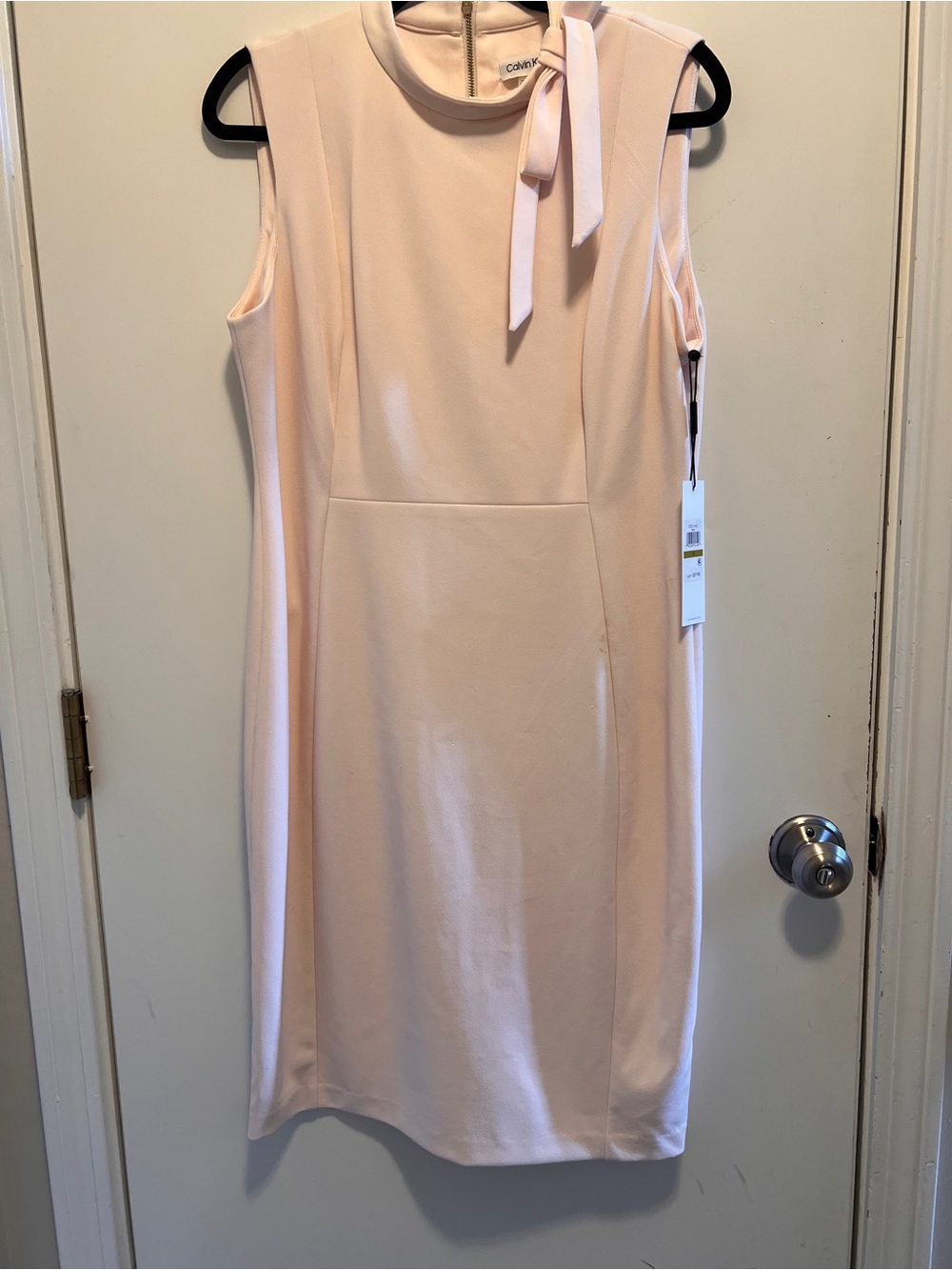 Calvin Klein Sleeveless Tie-Neck Midi Dress in Blush Pink NWT